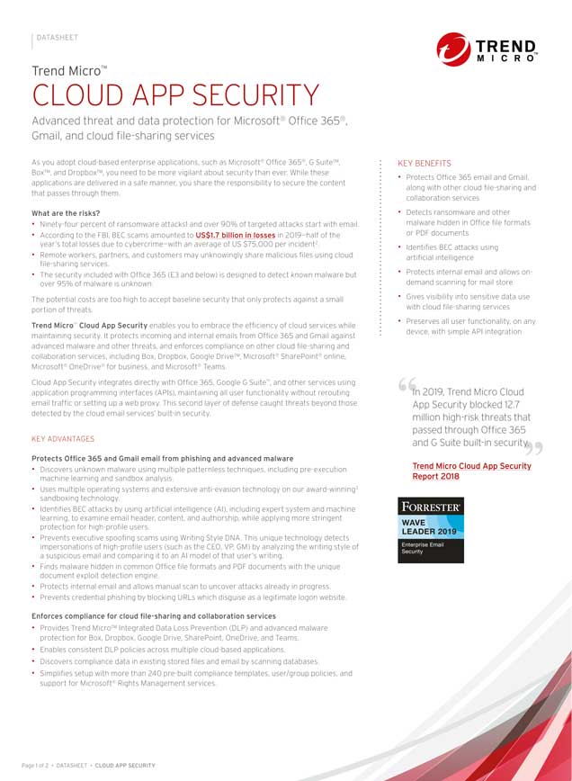 Trend Cloud App Security Data Sheet