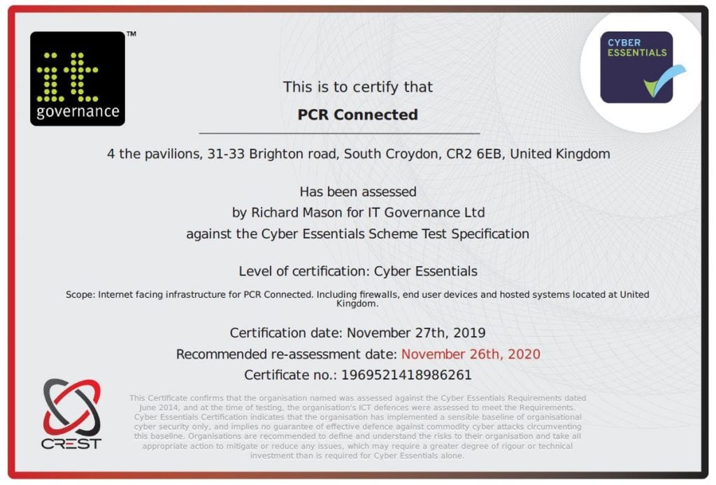 Cyber Essentials certification