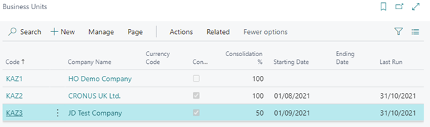 D365 Business Central - Consolidating Financial Data 1